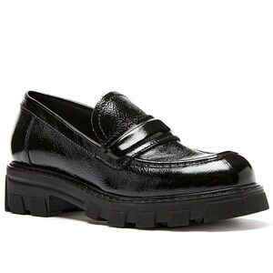 La Canadienne Douglas Black Crinkled Waterproof Patent Loafers Size 8.5